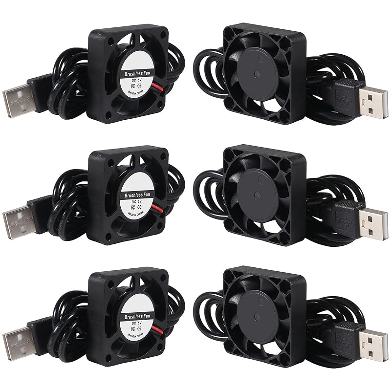 6Pcs 40mm Fan USB 40mm x10mm Brushless Cooling Fan DC 5V USB Brushless Cooling Fan 40X40X10mm Oil Bearing 4010 Small Computer Fan USB Connector for 4010 5V