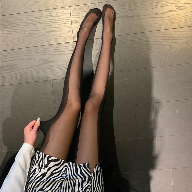 

black striped tights women, anti-snag sheer pantyhose, y2k fishnet tights, slim fit hosiery, side stripe leggings One Size