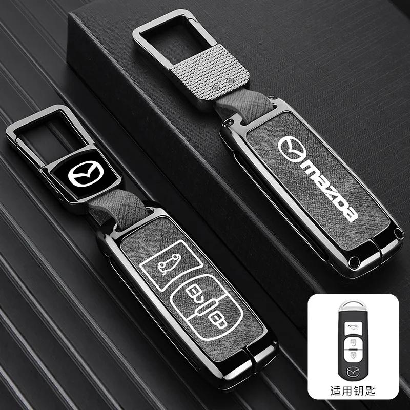 2025 Hot Vintage Wash Water Denim Car Key Case Cover For Mazda 2 3 5 6 Axela Atenza Demio CX-3 CX5 CX-7 CX-9 MX-5  2015-2019 Acc