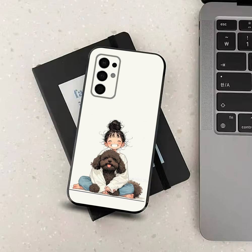 Kid Girl Dog Cute Cartoon Case For Samsung Galaxy A73,52,71,22,Note,31,8,9,53,32,72,41,J7,Soft Black Silicone Cover
