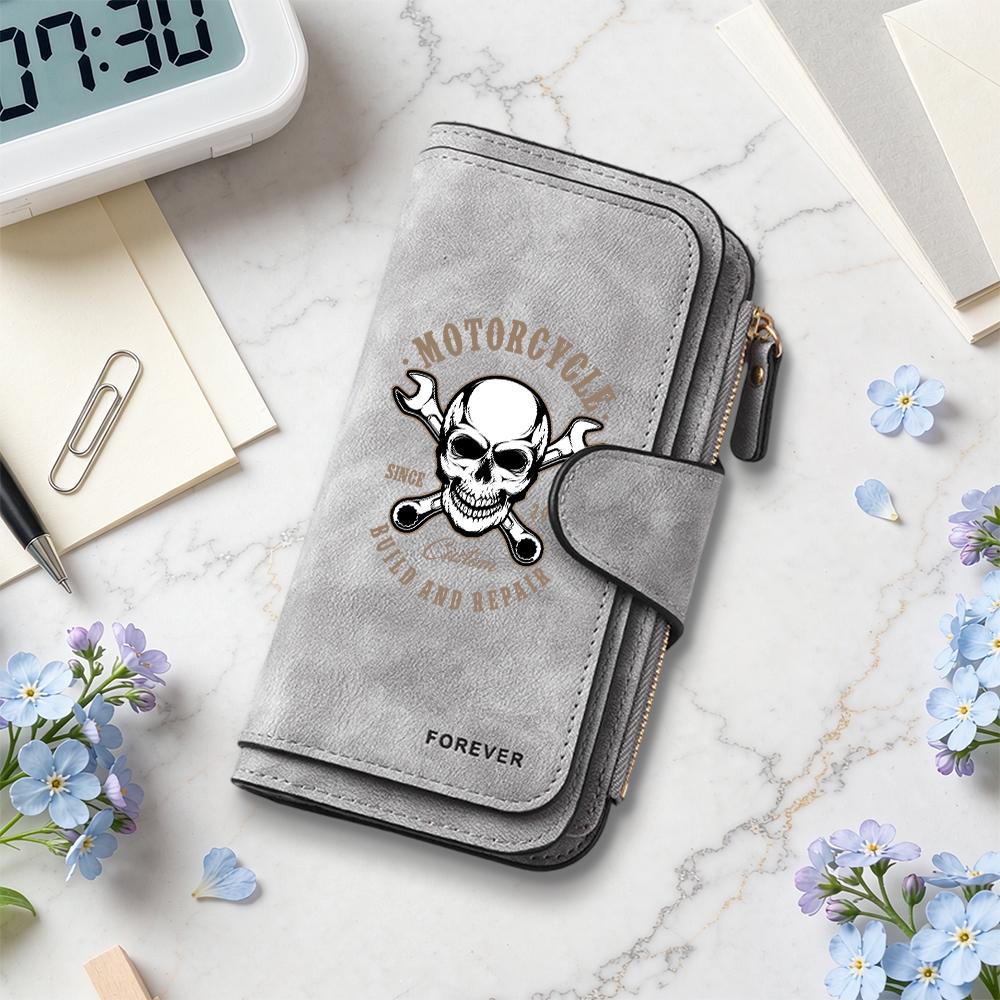 Vintage Skull Men Wallet Portable Multi Card Holder Fashion Trendy Purse