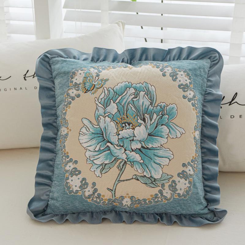 Ruffle Bed Cushion, Flower Ruffle Light Luxury Pillow, Cute