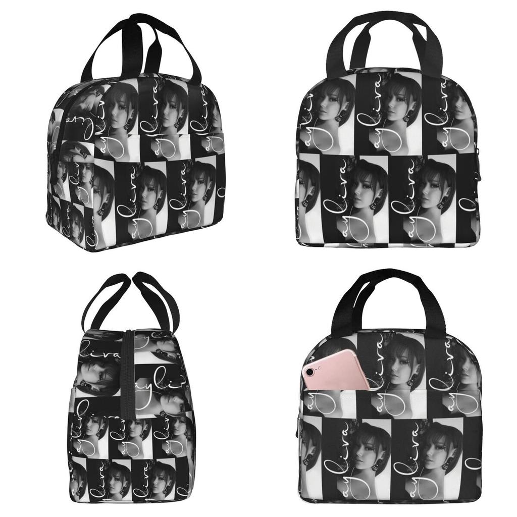 A-Ayliva Cool Singer Handwritten Signature Poster Insulated Lunch Bag for Kids School Cooler Thermal Food Box Tote Lunch Boxes