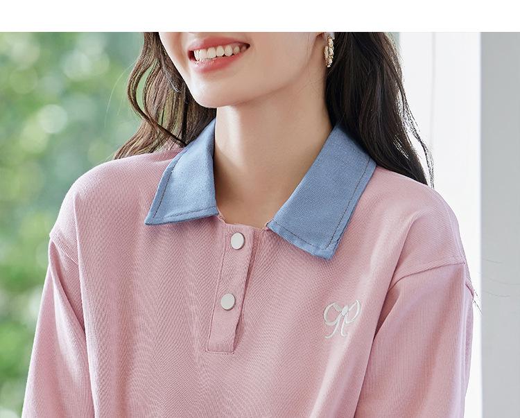 2025 Autumn/Winter Patchwork Embroidered Loose Hoodie - College Style Two-Piece