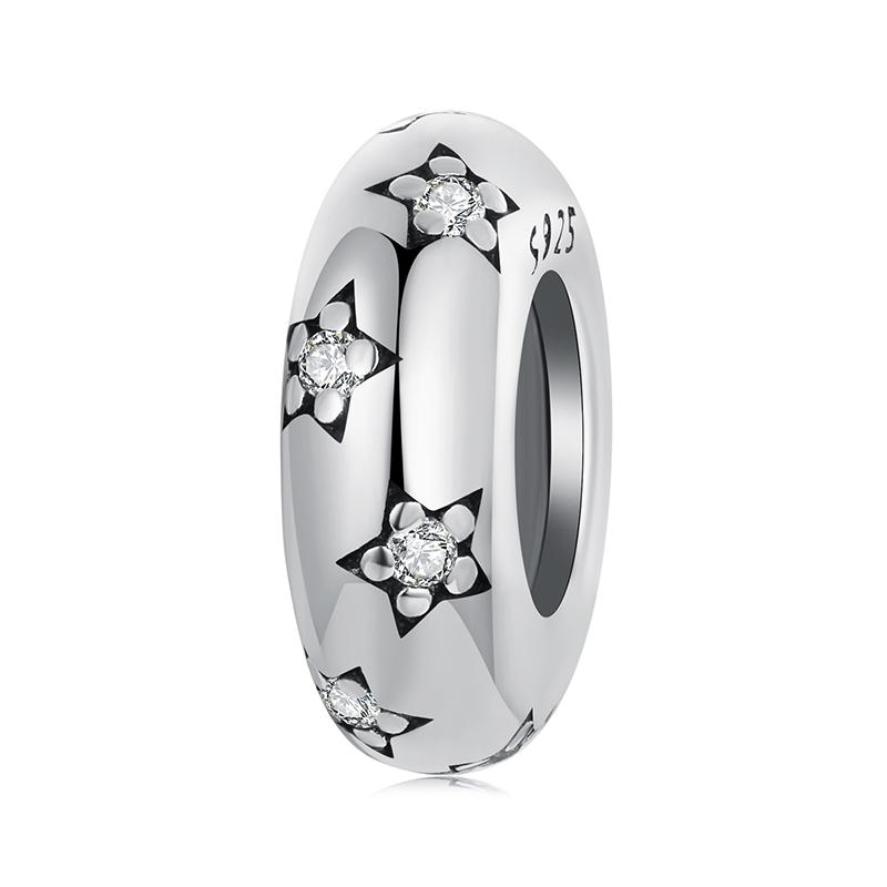 

BAMOER Solid 925 Silver Panda/Cat/Star Silicone Stopper Beads fit Original Bracelet Jewelry DIY bamoer Classic Charm