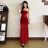 Seaside Holiday Style White Mesh Splicing Sleeveless Tube Top Dress, Super Beautiful, Waist and Hip Beach Dress