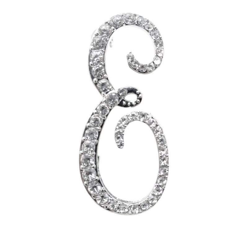 Fashion Alphabet Letter Brooch Pin Full Crystal Rhinestone Encrusted Minimalist Clothing Accessory For Women