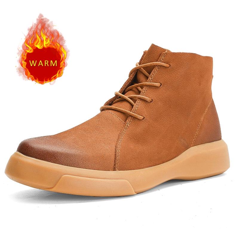 Fashion 2024 Winter Hot Selling Men's Business Short Boots Soft Soles Soft Surfaces Men's Leather Casual Shoes Cotton Ankle Boots