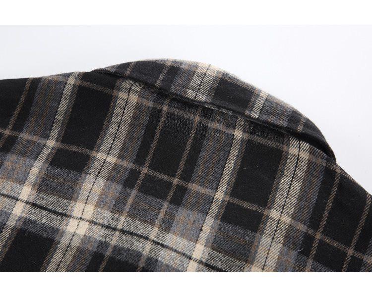 Trendy Korean Retro Plaid Plus Size Lapel Short Sleeve Shirt