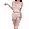 Crispy Sexy Sweet and Spicy Women's Summer Ice Silk Thin Pure Desire Suspender Shorts Two-piece Set Lace Temptation Set