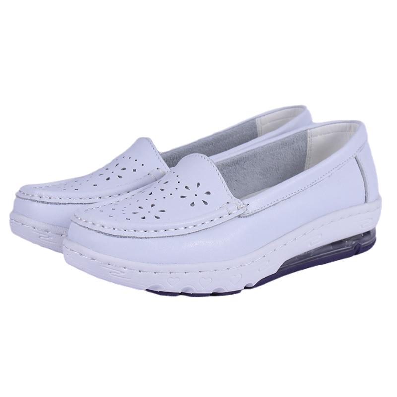 

Женские нескользящие туфли медсестры из коровьей кожи: Мягкий, Дышащий и Без запаха, Чисто белый, Идеально подходит для Весны/Лета 2024 35