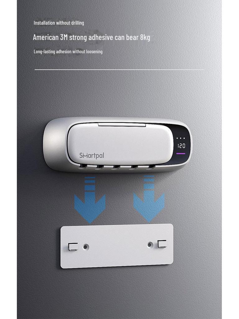 Sterilizzatore e Porta Spazzolino SmartPal UV - Collegabile alla rete, Montabile a parete, Asciugatura, Installazione senza foratura.