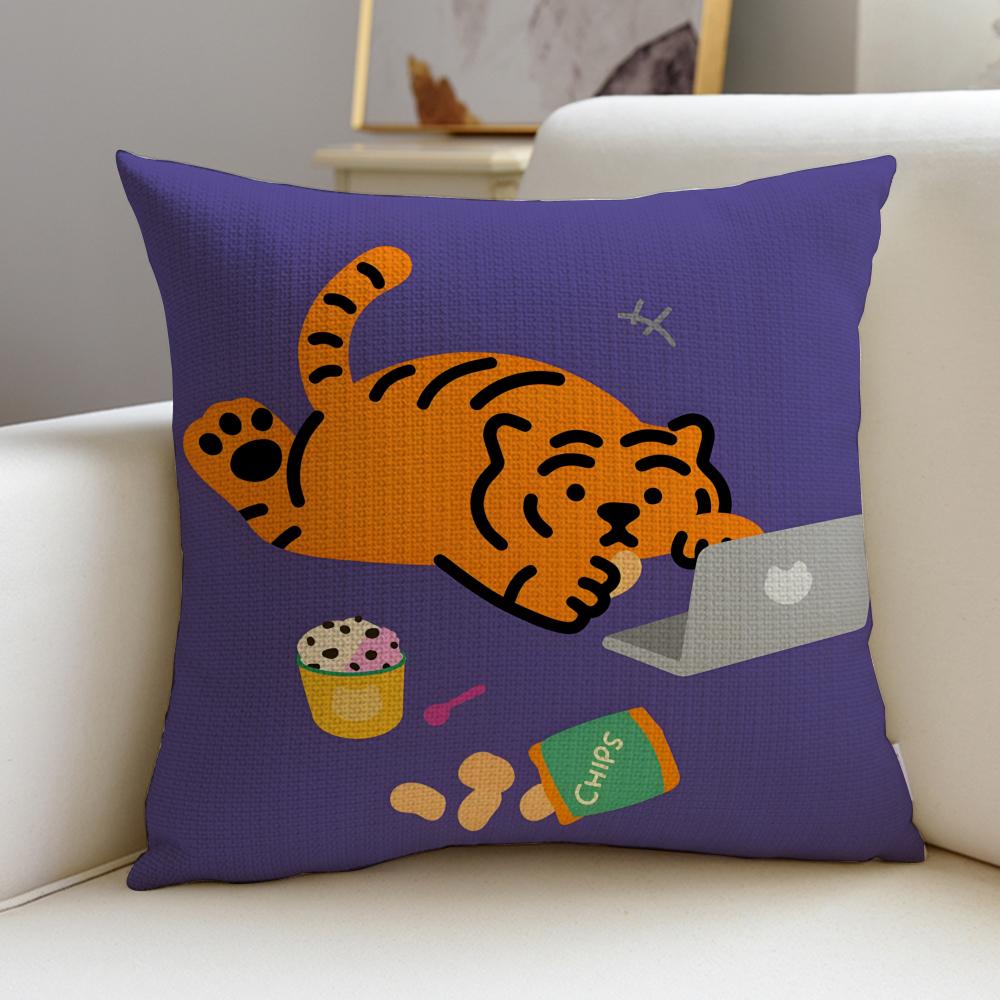 Cool MMUZIK TIGERS Cushion Cover Breathable and Skinfriendly Linen Pillowcase Square Removable and Washable Cushion