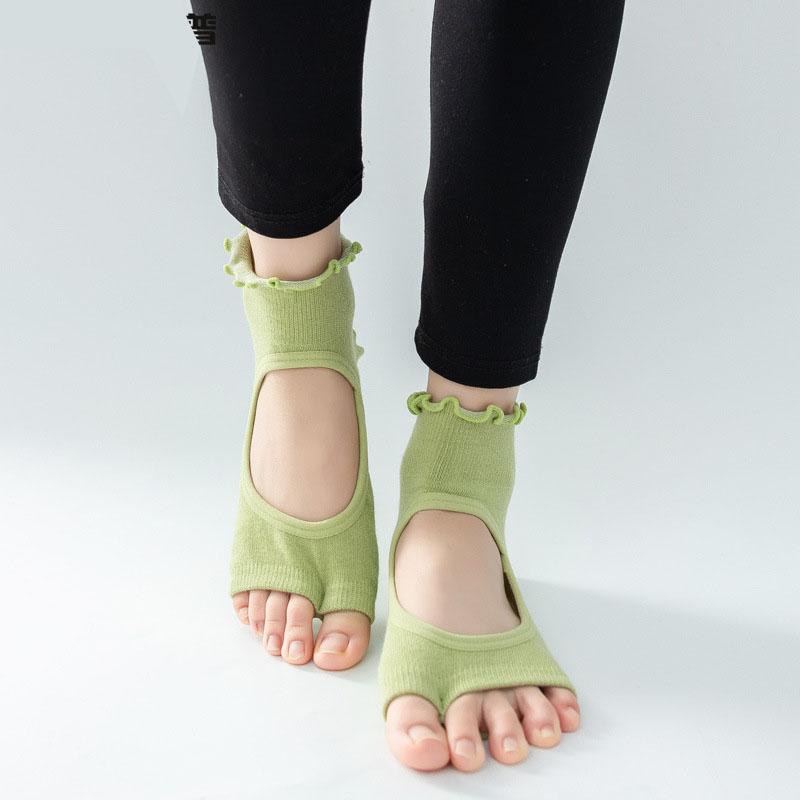 Women Backless Two-finger Yoga Socks Anti-slip Breathable Pilates Ankle Ballet Dance Athletic Ladies Socks