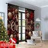 2pcs 2D Flat Printing Merry Christmas Scene Curtains Red Christmas Fabric Without Electricity Spring Perfect for Holiday Family