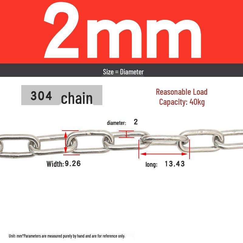 304 Stainless Steel Dog Chain - Available in Thicknesses: 1.2mm to 12mm