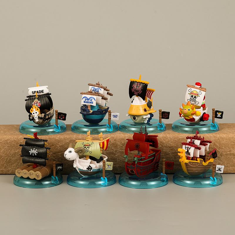 

8Pcs/Set One Piece Thousand Sunny Pirate Ship Doll Navy Going Merry Mini Boat GK Model Collection Toys Children s Gifts