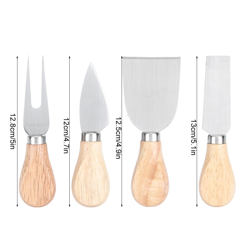 4PCS/Set Stainless Steel Cheese Knives Wood Handle Cheese Cutting Knife Cutter Set Kitchen Tools