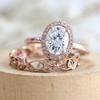 Sale Ladies Fashion 2pcs /Set Rose Gold Color Oval Zircon Inlaid Crystal Ring For Wedding Jewelry Whole Sale