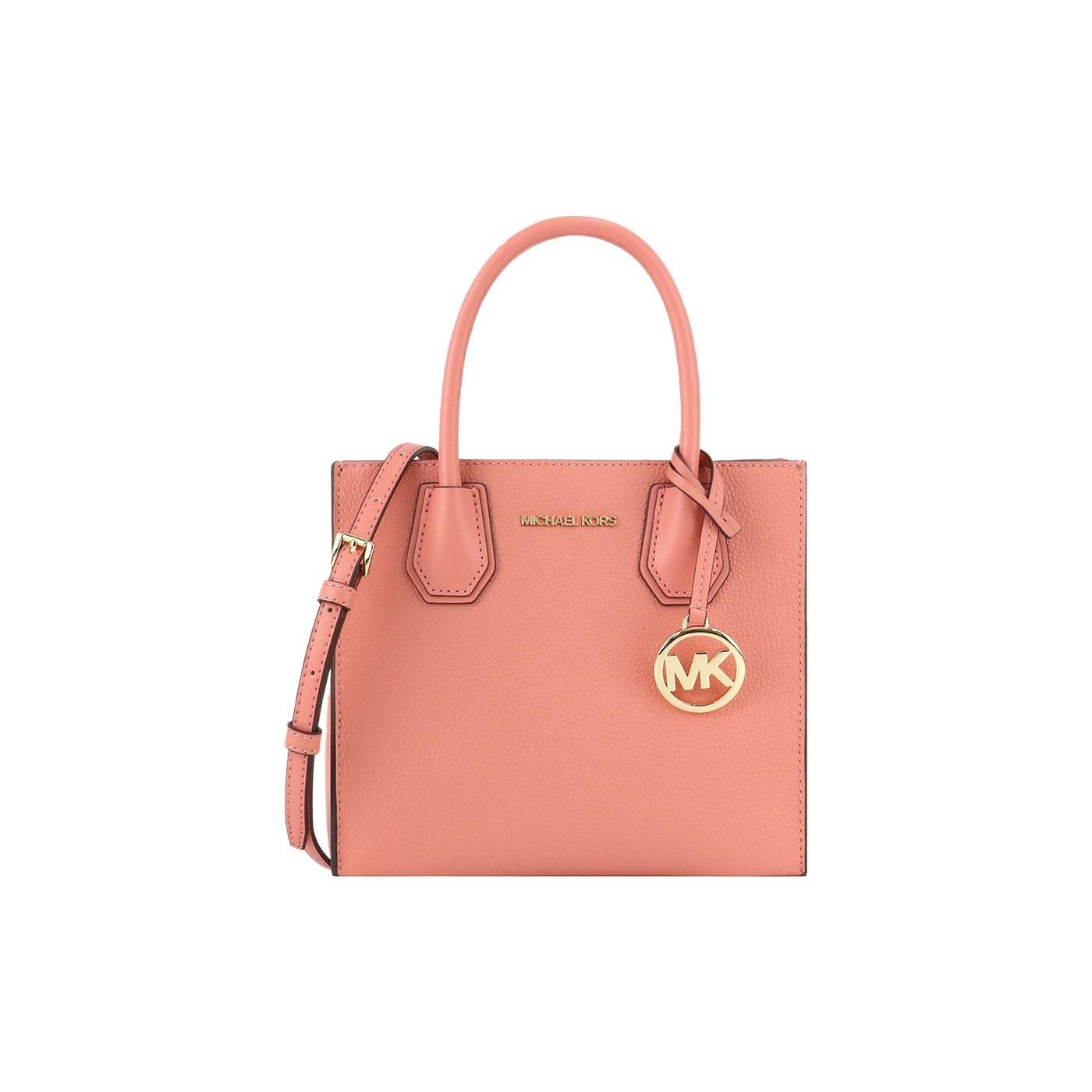 

Michael Kors MK Mercer Vintage Solid Color Letter Logo Leather Tote Bag Women Handbags Pink-Grapefruit 35S1GM9M2L-SHERBERT Basic Set (Bag+Dust Bag)