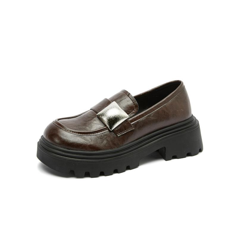 Sheepskin pad loafers 2025 autumn new platform British style small leather shoes versatile fashion single shoes women