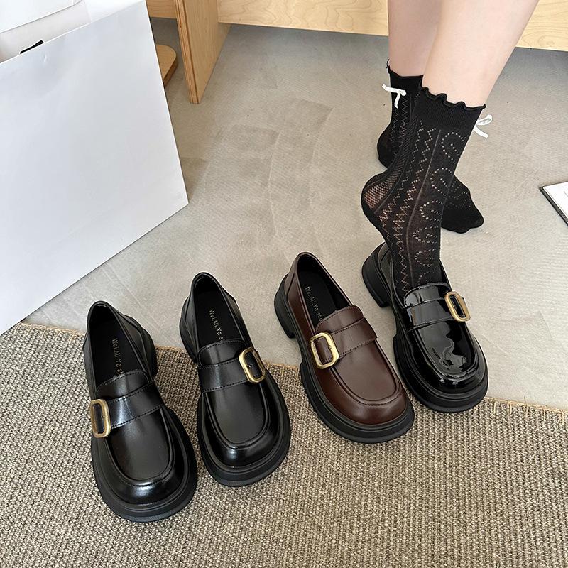 Lederschuhe Damen Britischer Stil Plateau Retro JK Slipper Schnalle Japanisch 2025 Klein Ein Pedal Neu Herbst Einzelne Schuhe