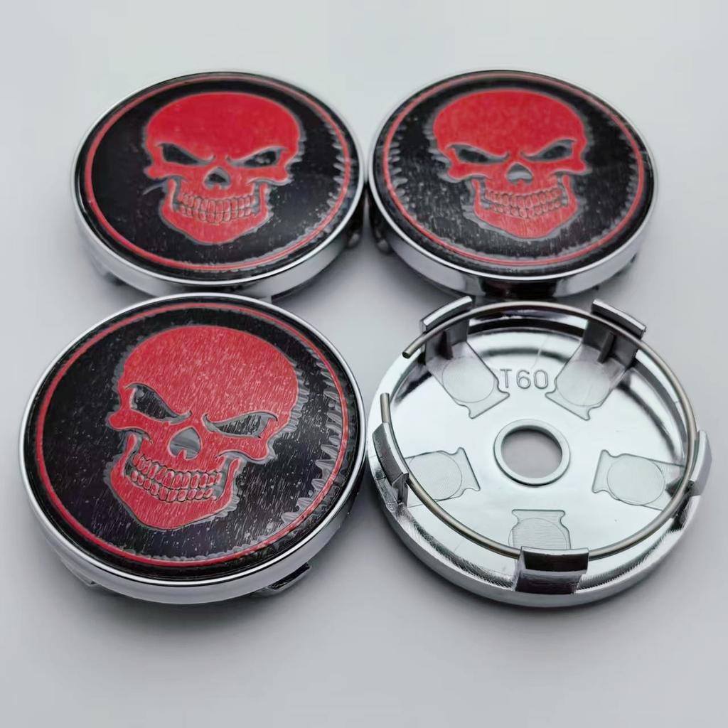 4ks 60MM ( 56 MM Vnitřní průměr) Logo lebky Znak Krytky středů kol auta Stylingové doplňky pro kola Náboj Ráfek Krytky nábojů Kryt Znak Výměna