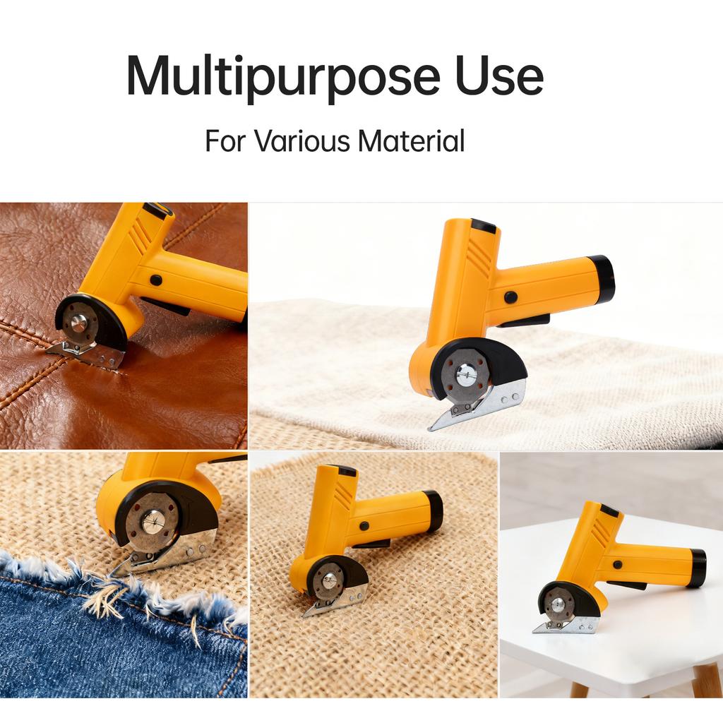 Cordless Electric Fabric Scissors 4 Speed Adjustable Rechargeable Rotary Cardboard Cutter with Safety Lock LED Light