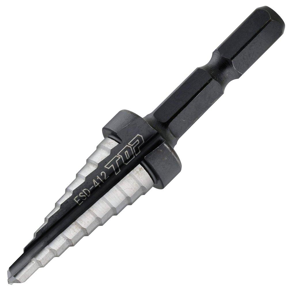 TOP Industrial (TOP) Electric Drill, Hex Shank Step Drill, 4-12mm, with Pull-Out Stopper, ESD-412, Tsubame-Sanjo, Made In Japan
