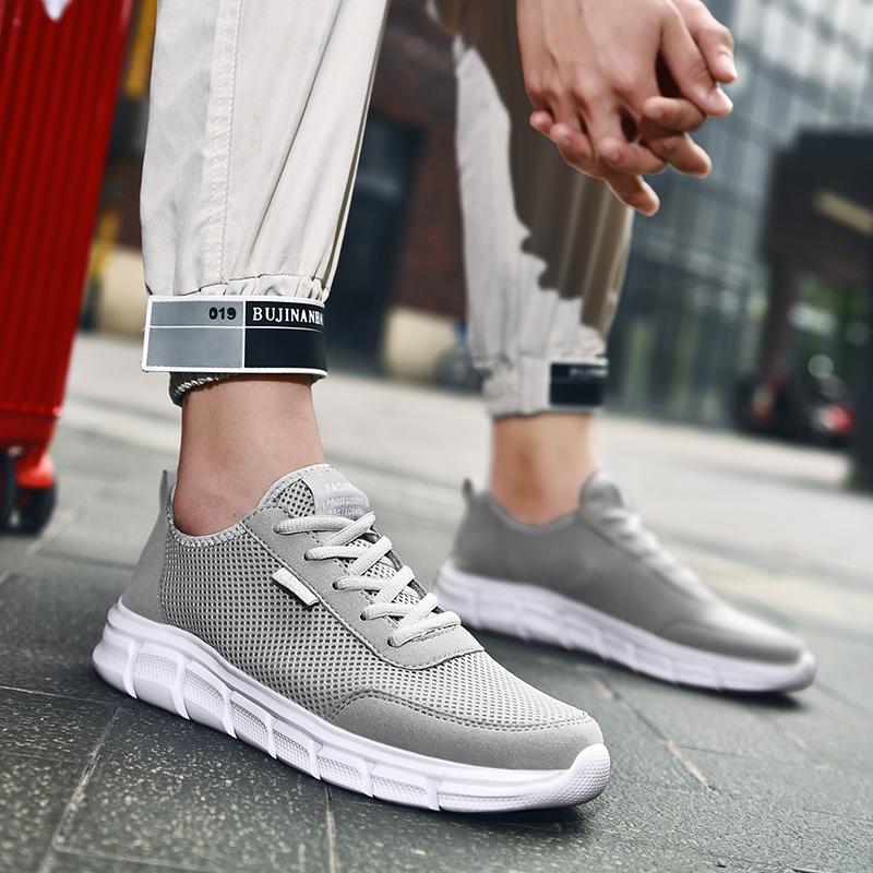 Shoes for Men Summer Casual Mesh Breathable Comfortable Fashion Hiking Shoe with Hollowed Out Black Sneakers Tennis Para Hombres