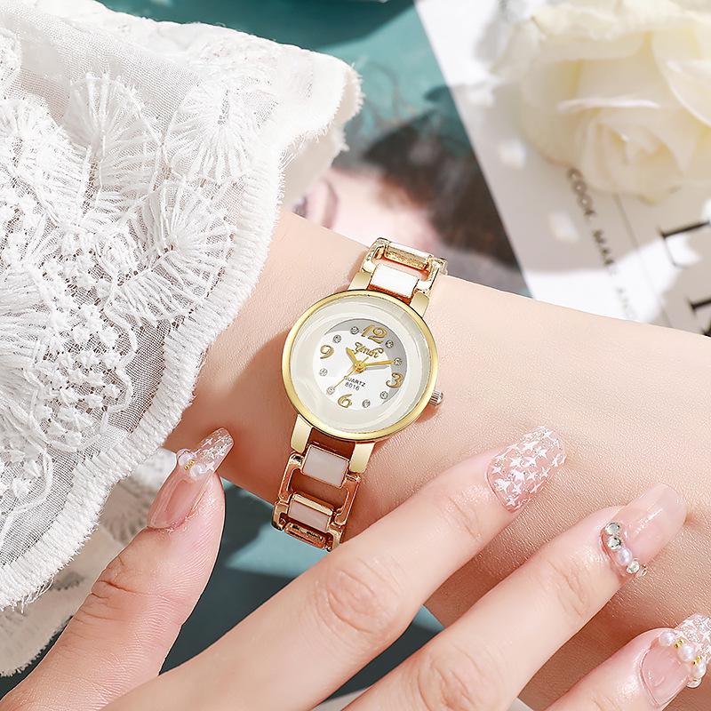 Women's Ceramic Strap Quartz Watch with Luxury Bracelet
