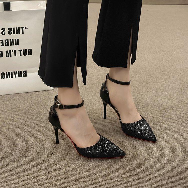 

Женские туфли-лодочки, блестящие сексуальные туфли на высоком каблуке, новые модельные сандалии для вечеринок, лето 2024, дизайнерские женские прогулочные туфли с острым носком, Zapatillas 34