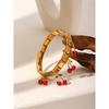 Trendy Stainless Steel Cherry Pendant Adjustable Bracelet for Women
