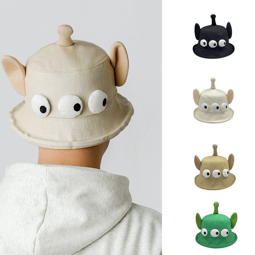

Lightweight Three Eyes Bucket Hats Sunscreen Cartoon Sun Hat Funny Big Ear Fisherman Hat Outdoor бежевый