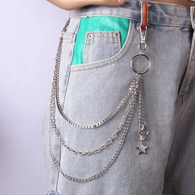 Hip-hop Personality Five-pointed Star Pendant Waist Chain, Trendy Multi-layer Men's and Women's Versatile Trouser Chain