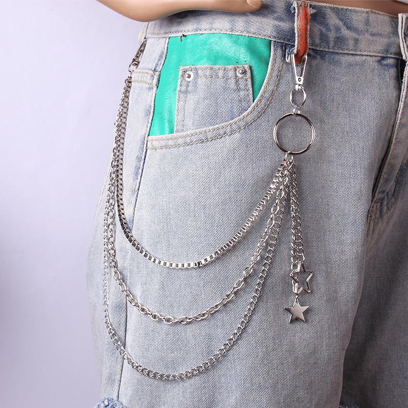 Hip-hop Personality Five-pointed Star Pendant Waist Chain, Trendy Multi-layer Men's and Women's Versatile Trouser Chain