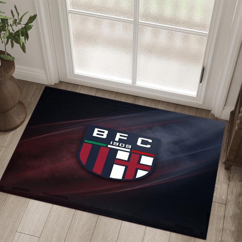 Bologna FC Design Crystal Velvet Carpet Cozy Non?Slip Printed Rug For Bedroom Living Room Entrance