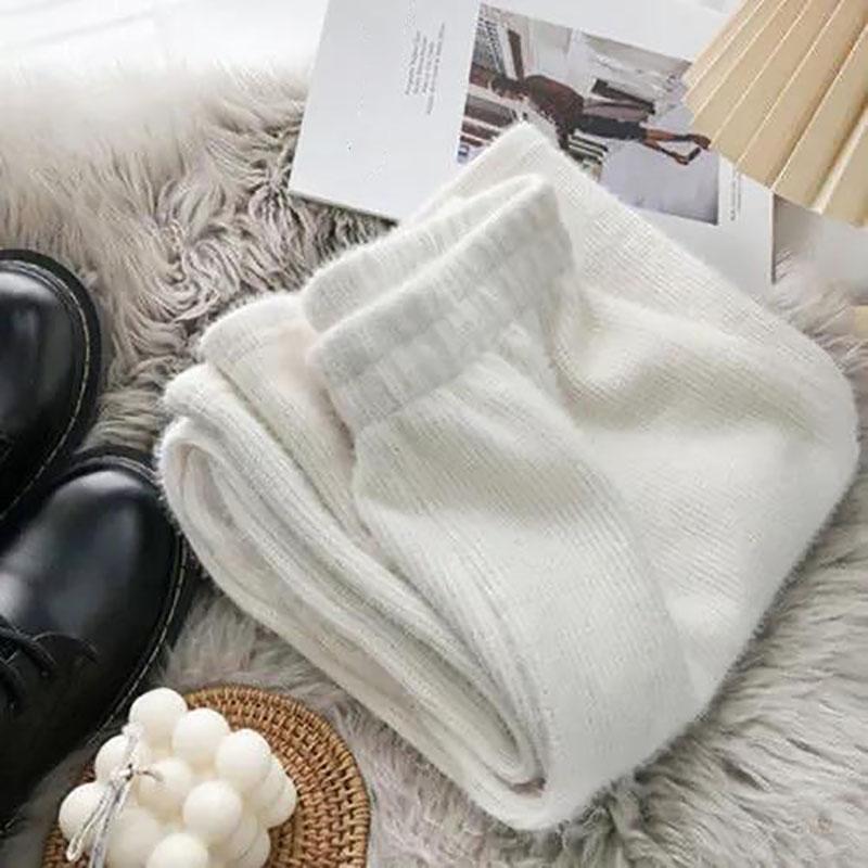 Women's Autumn and Winters Plus Size Wide-legged Pant Solid Color Knitted Pants