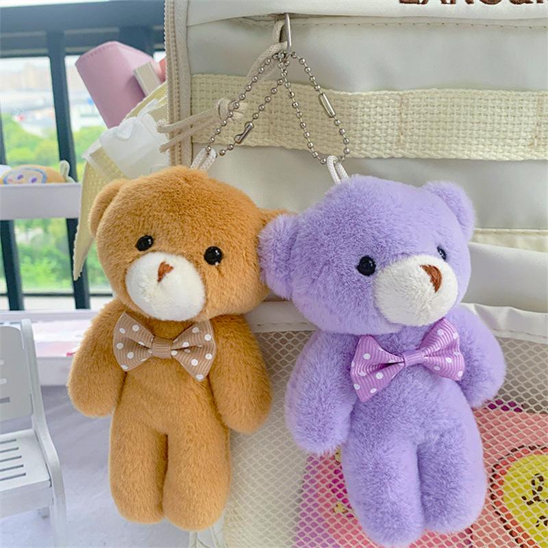 13cm New Cute Stuffed Bear Doll Colorful Tie-dye Plush Teddy Bear Animal Plush Bag Pendent Keychain Ornaments Girl Birthday Gift