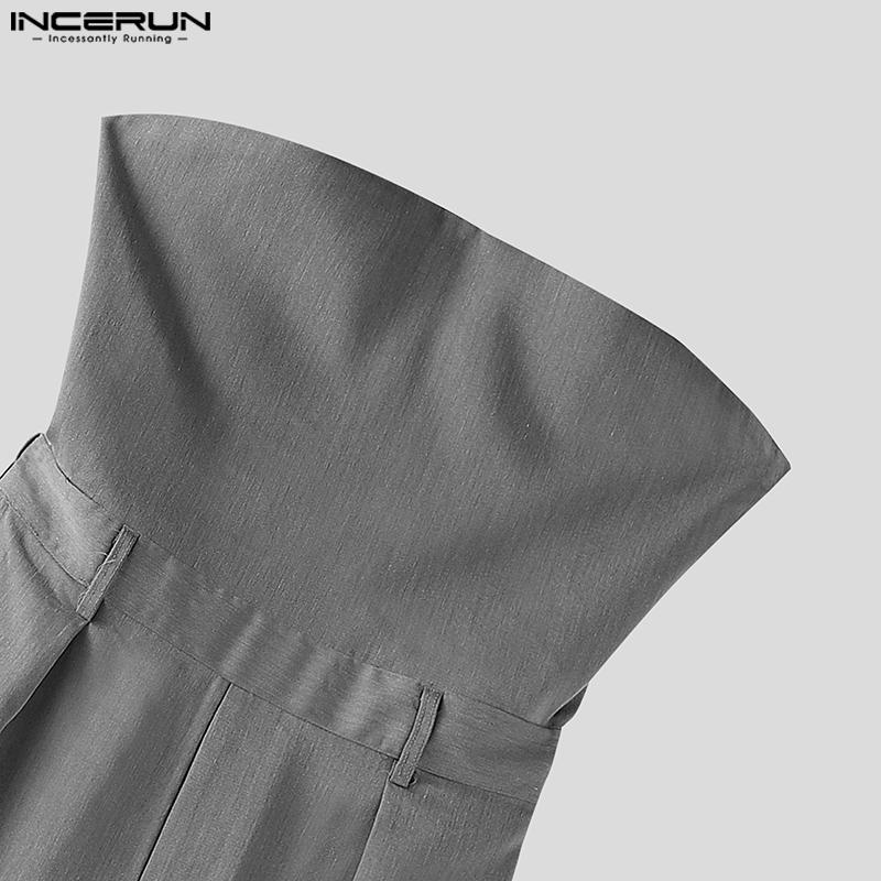 INCERUN Men Zip-up High Waist Tube Design Casual Long Loose Pants Trousers