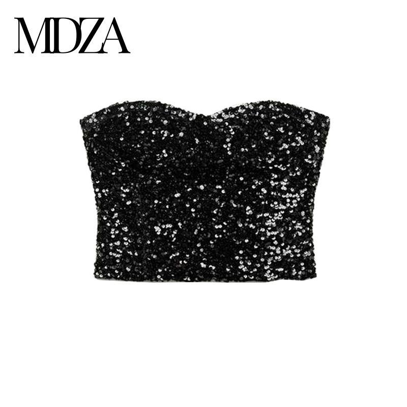 

Za Fall and Winter New Women s Clothing Beads Decoration Vest Heart-Shaped Collar Short Tube Top Tops 7969250 8741275 Black L