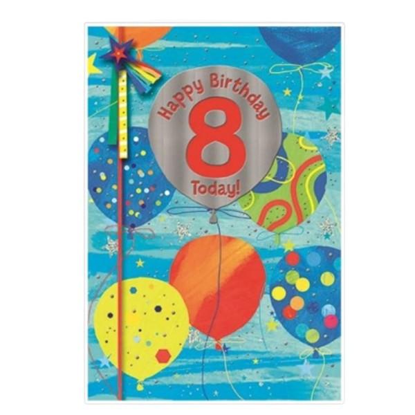 Simon Elvin Balloon 8th Birthday Greetings Card (Pack of 6)