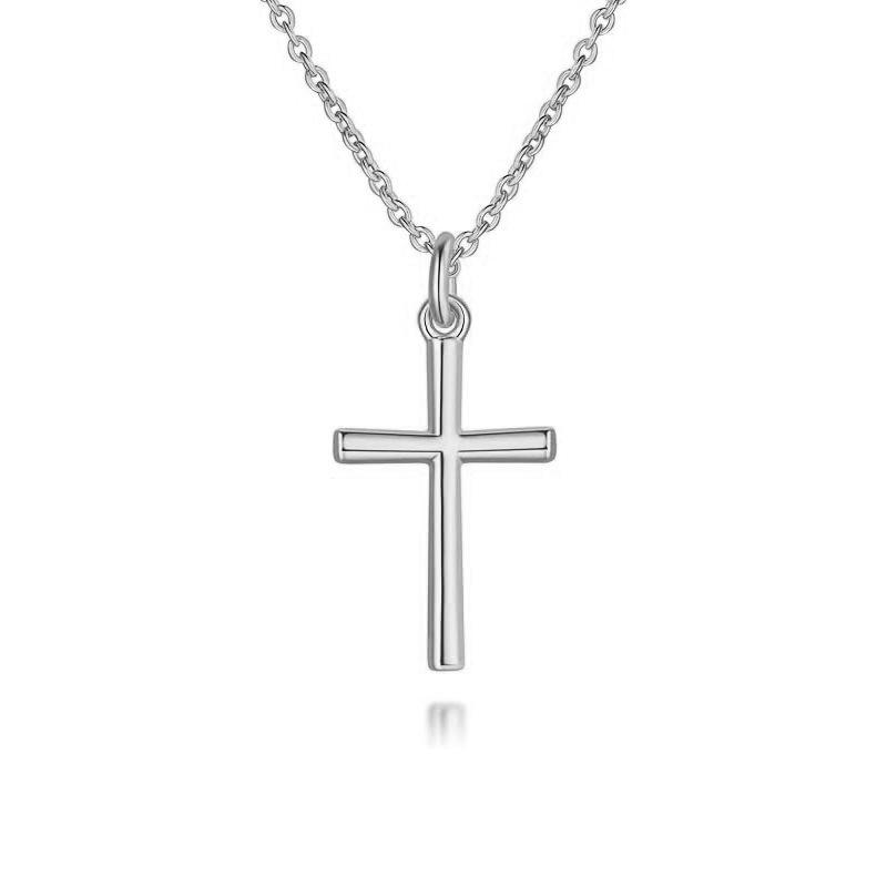Stylish Stainless Steel Cross Pendant Necklace for Women серебряный