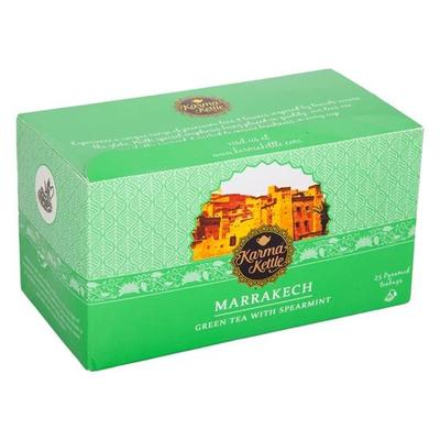 Karma Kettle Marrakech Authentic Moroccan Green Tea, Low Caffeine, High Antioxidants, with Spearmint - 25 Pyramid Teabags, 50 G