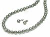 [Your and My Jewelry Box] Black Pearl Necklace and Akoya Pearl Earrings Set  Gray 8mm 45cm Slightly Longer Size Made In Japan [Gift Wrapped]
