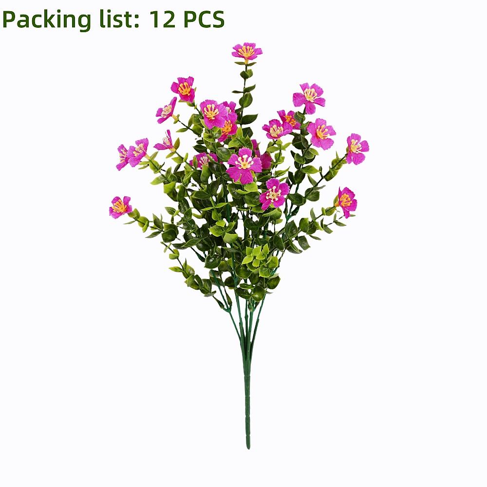 

12 Bundles of UV - Resistant Artificial Plastic Flowers for Outdoor and Indoor Decoration-Home, Porch, Window Box, Garden