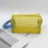 Large Capacity Mesh Cosmetic Bag Zipper Closure Toiletry Bag Dopamine Beach Clutch  Travel