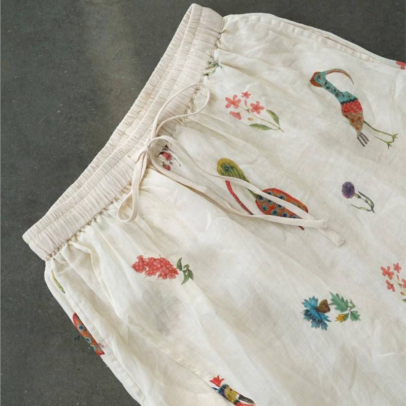 Johnature Women Vintage Print Straight Pants Elastic Waist Loose Patchwork Trousers Summer High Quality Pants