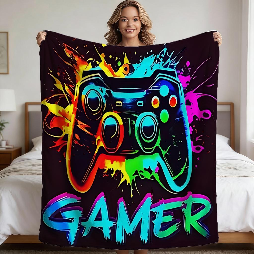 Vibrant Game Controller Printed Blanket Soft Durable for Home Gaming Area, Gift for Gamers