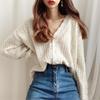 2026 Women's French Style Knit Cardigan: Spring/Summer and Autumn Loose Hollow-Out Top Sweater